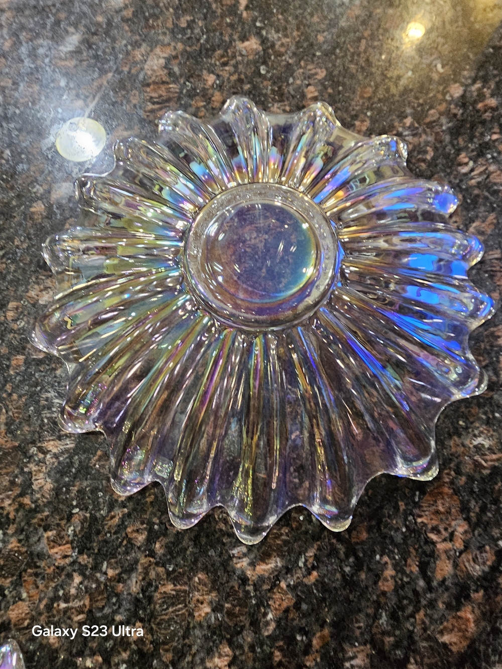 Iridescent Glass Decorative Bowl - Rainbow Accent